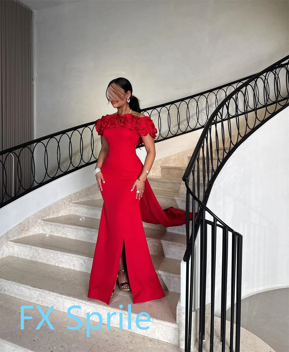 Customized Soft Jersey Evening Dress Temperament Off the Shoulder Homecoming Dresses Elegant Court Train Vestido De Festa