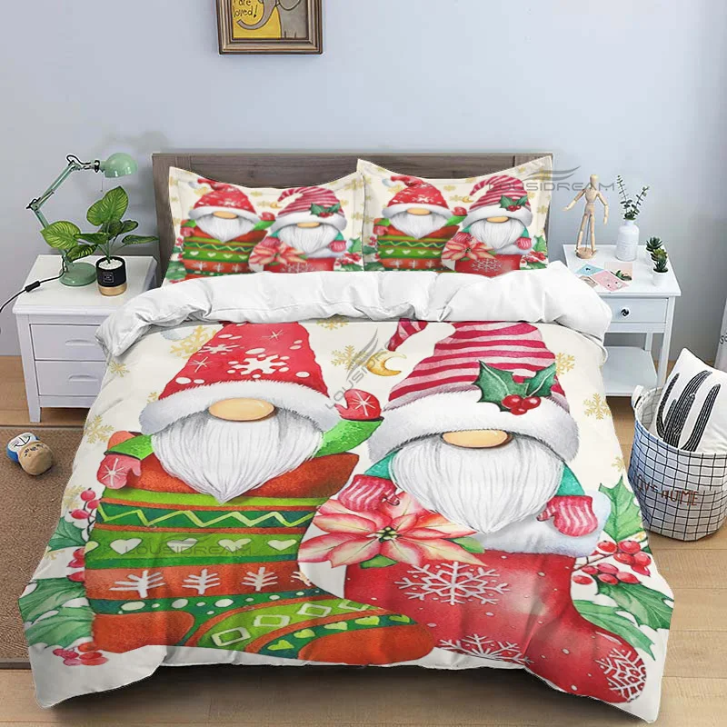 Imagem -06 - Papai Noel Padrão Comforter Bedding Grupo Capa de Edredão Bed Grupo Quilt Cover Fronha King Queen Size