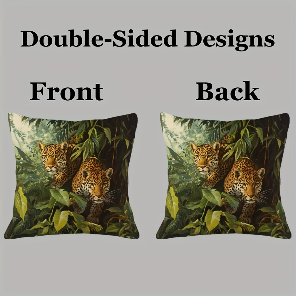 Majestic Lion Animal Double-Sided Pillowcase, Wildlife Portrait Cushion Cover with Zipper, Washable Decor Case for Sofa