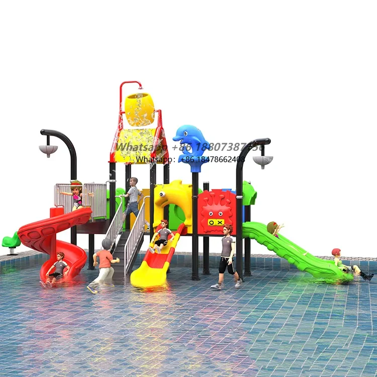 

Custom Children Plastic Playhouse and Water Theme Park Slide Pool Kindergarten Outdoor Playground Equipment