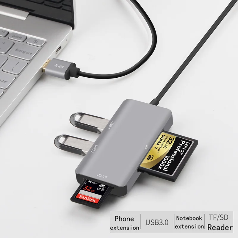 

Plug and Play usb hub SD/TF/CF Card reader USB Multi-function Card Reader dock station Splitter Adapter Laptop Docking Station