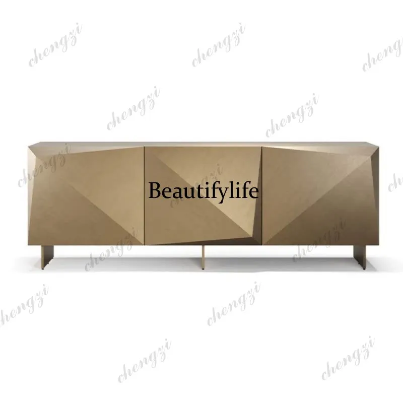 Modern Entrance Deck Geometric Section Wooden Entrance Cabinet Floor-to-ceiling Locker Edge Cabinet