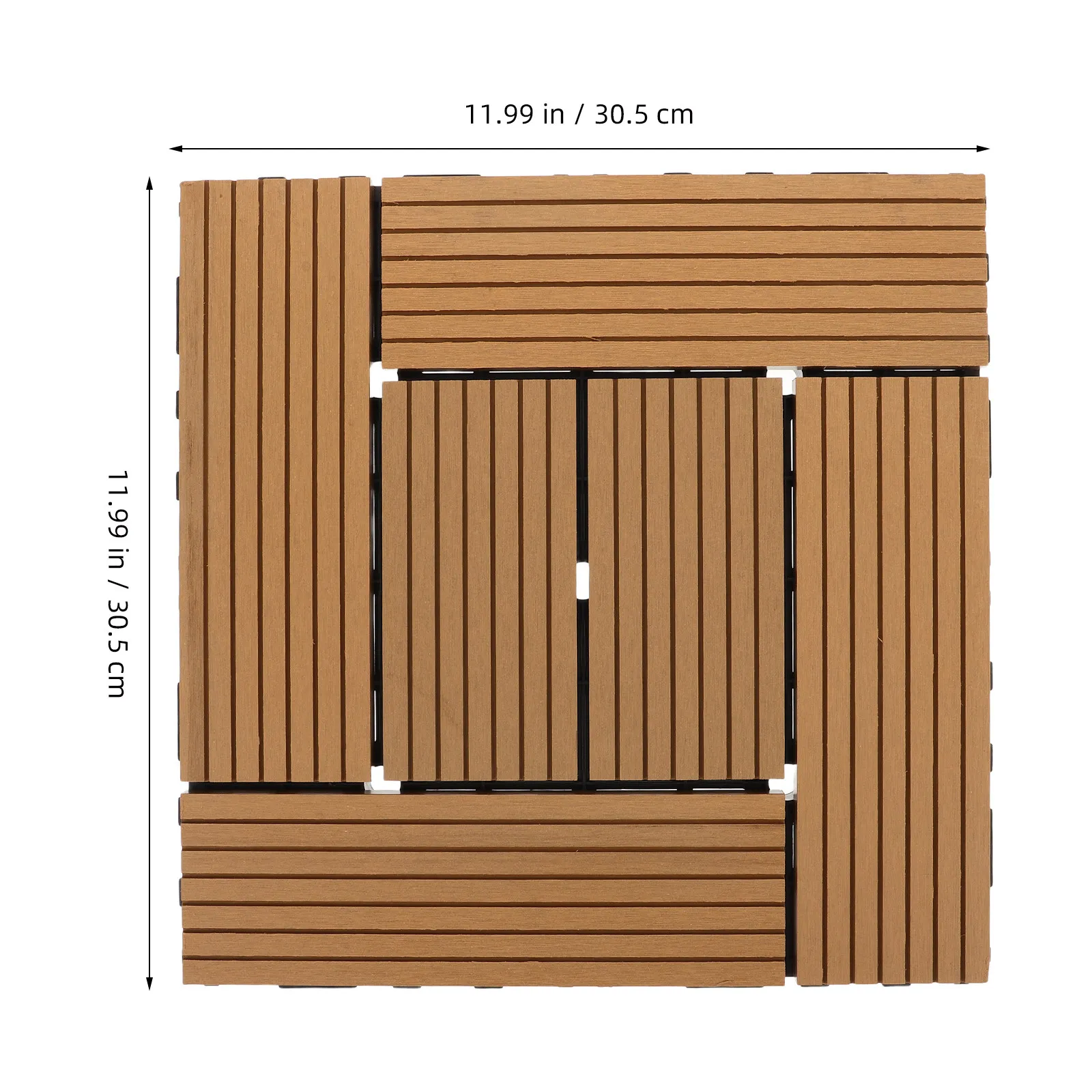 30.5x30.5x2cm Plastic Interlocking Deck Tiles Outdoor Patio Balcony Garden Flooring Realistic Wood Texture Fade Resistant Wear