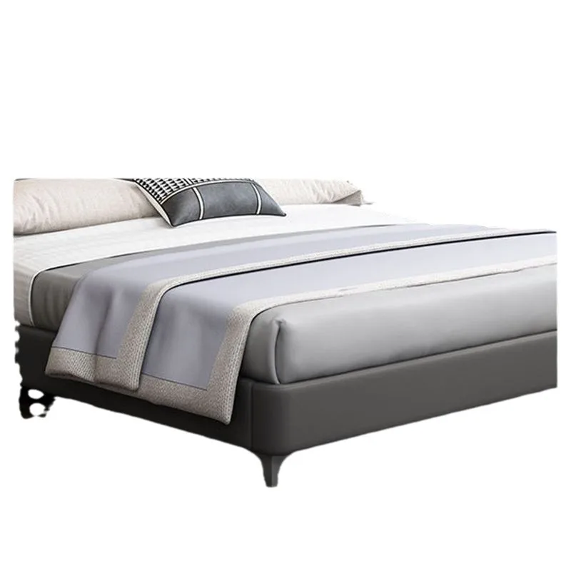 

Modern simple Italian light luxury leather bed master bedroom high-end atmosphere 1.8m double