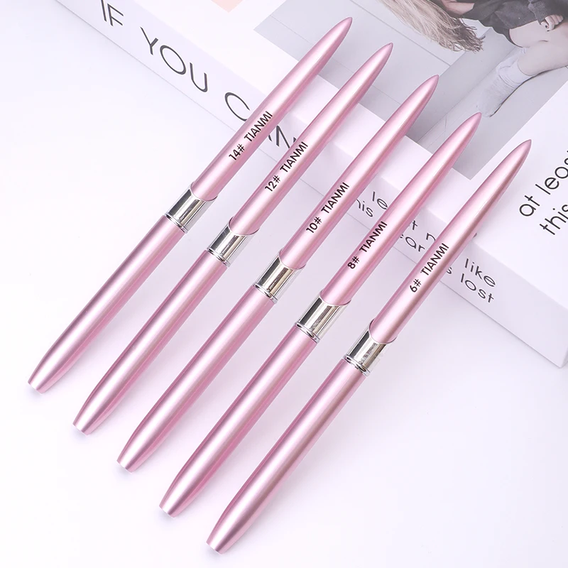 TIANMI 5pc Kolinsky Nail Brush Set UV Gel Nail Polish Builder Acrylic Powder Nail Extension Brush Customized Painting Nail Pens