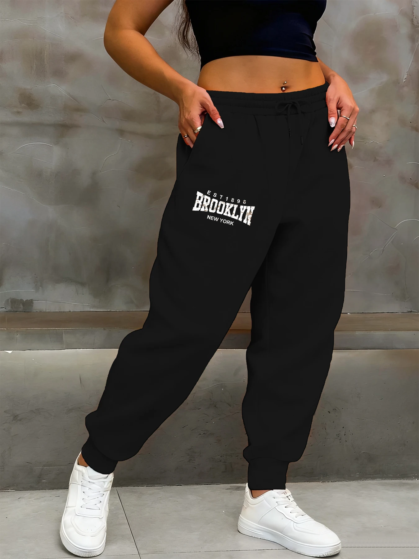 بروكلين نيويورك طباعة Sweatpants الإناث لينة الدافئة Britches الخريف الشارع السراويل الطويلة موضة الهيب هوب كل مباراة بنطلون