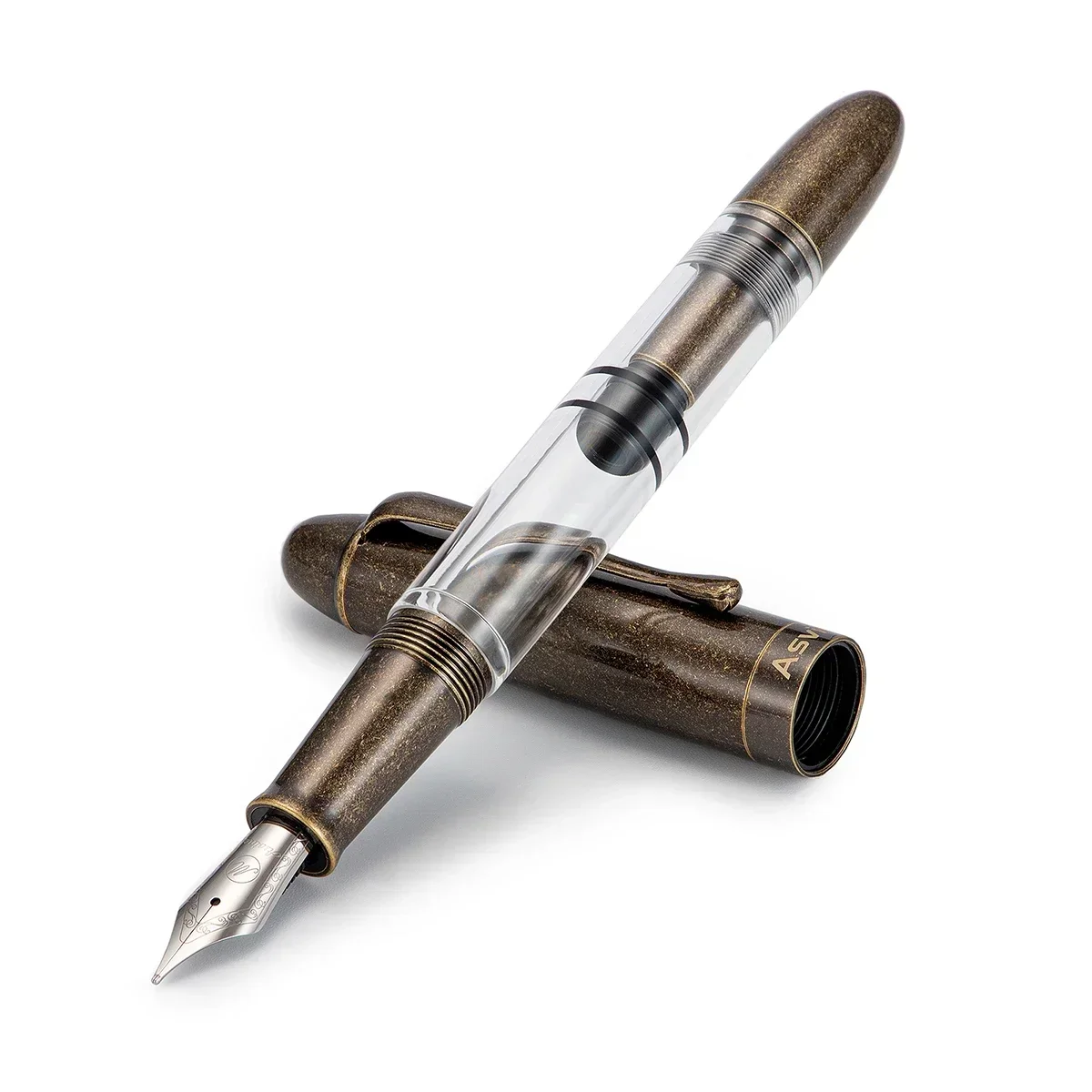 

Asvine P30 Piston Brass Fountain Pen Torpedo Shape Metal and Acrylic EF/F/M Nib Vintage Retro Writing Office Business School Pen