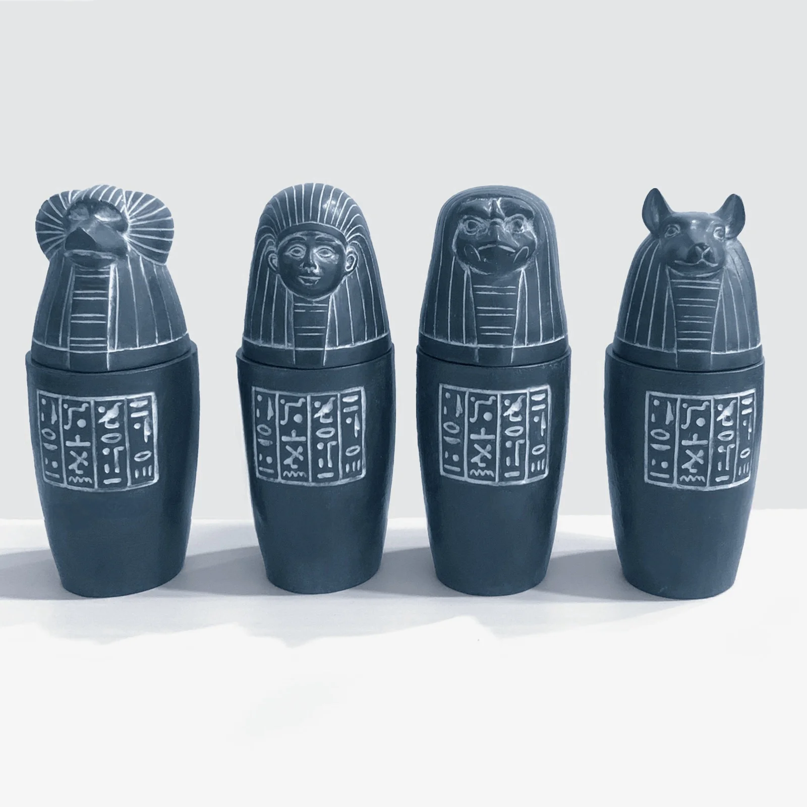 Set Of 4 Egyptian Ancient Canopic Jars Canopy Jar Organs Storage Statue ABS Crafted Statues, Pharaohs Mythology Decor Souvenir