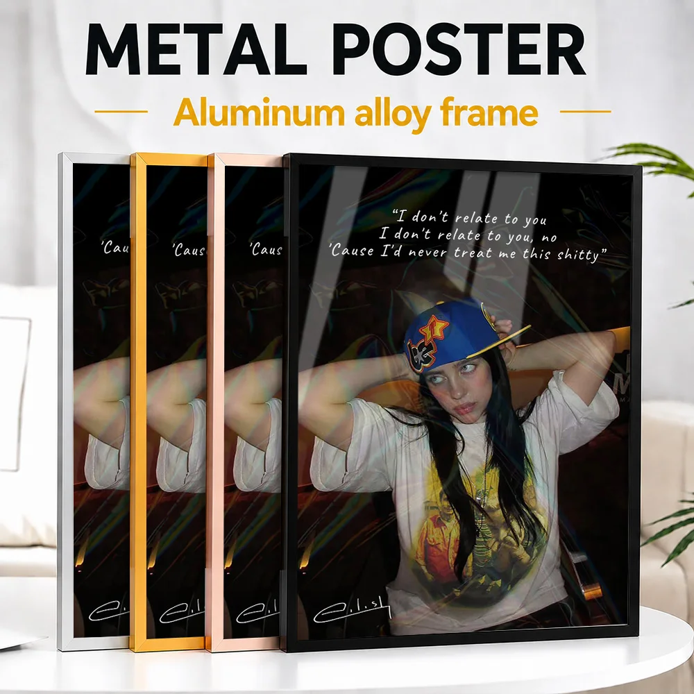 Billie Eilish Ocean Eyes Quote Framed Metal Poster Personalized Photo Bold Music Style Wall Art For Bedroom Memorable Fan Gift
