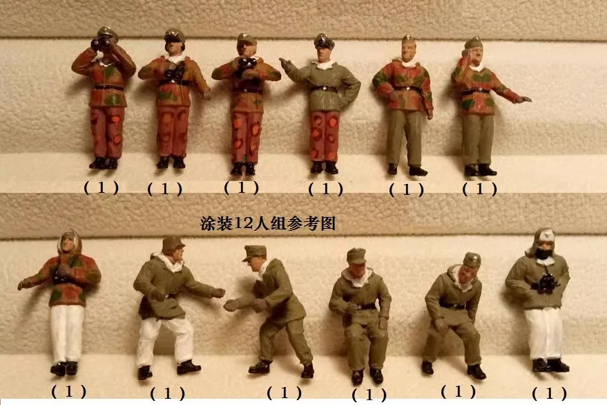 Miniature 1/72  model super mini  ww2 germman winter  tank  soldiers  12pcs/set