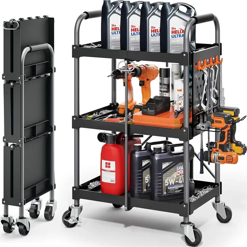 3 Tier Rolling Tool Cart on Wheels 330 LBS Heavy Duty Tool Cart with Organizer Shelf Tool Cabinet Chest Organizer Perfect for