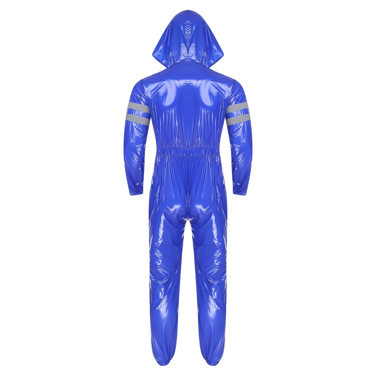 أزياء رجالي مآزر مقاومة للماء وضوح عالية شرائط عاكسة طويلة الأكمام مرونة الخصر الجبهة زيبر مقنعين بذلة