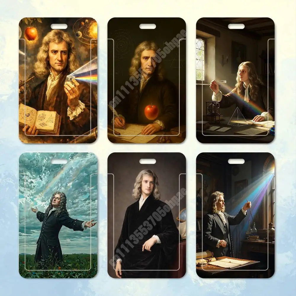 World Famous Person Sir Isaac Newton Plastic Card Holder Worker ID Card Clear Transparent Employee Visitor Pass