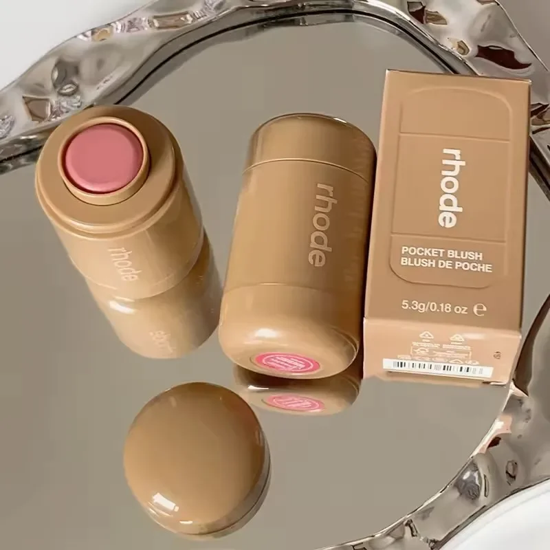 新ファッションポケットパウダーブラッシャースティック保湿リップフェイスナチュラルメイクアップパウダーブラッシャークリーム簡単な顔の色ガール