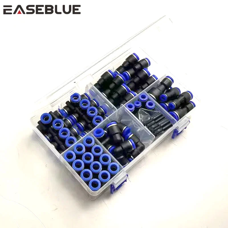 58Pcs/Box PU/PG/PE/PY/PV PP Plug Pneumatic Connectors Kit 8mm Outer Diameter of the Hose Pipe Tube Air Compressor Parts