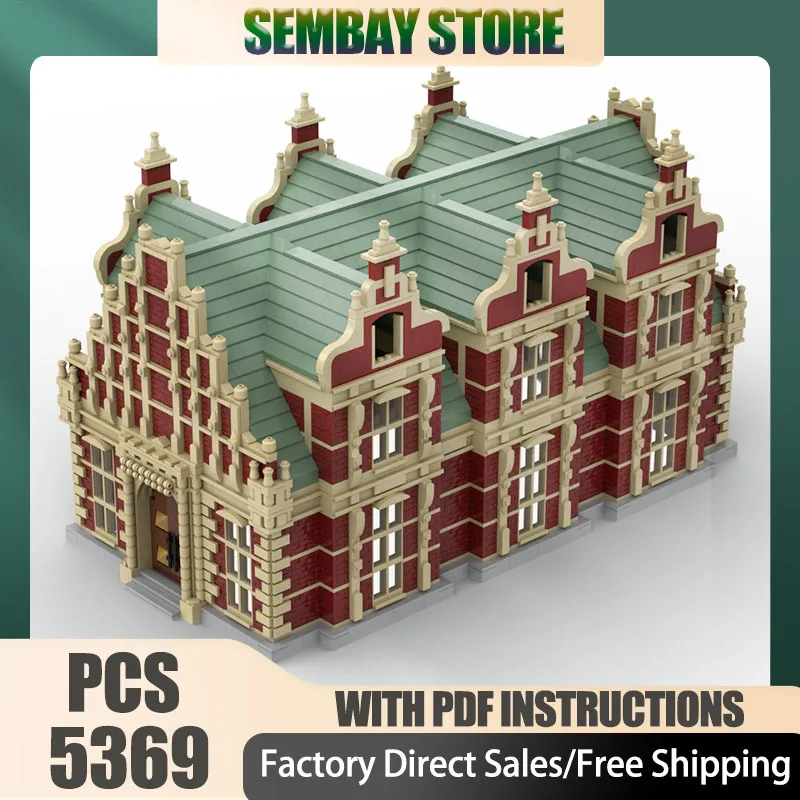 

City Street View Moc Building Brick Modular Stock Exchang Model Technology Blocks Christmas DIY Toy Construction Holidays Gift