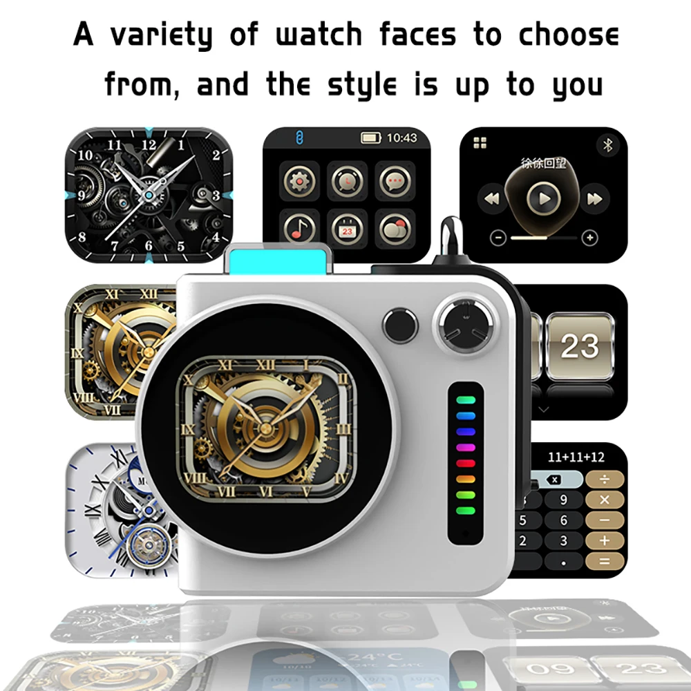 Mini Portable Bluetooth-Compatible Speaker With Display Screen Outdoor TF Card 360° Stereo Surround Sound Noise Reduction