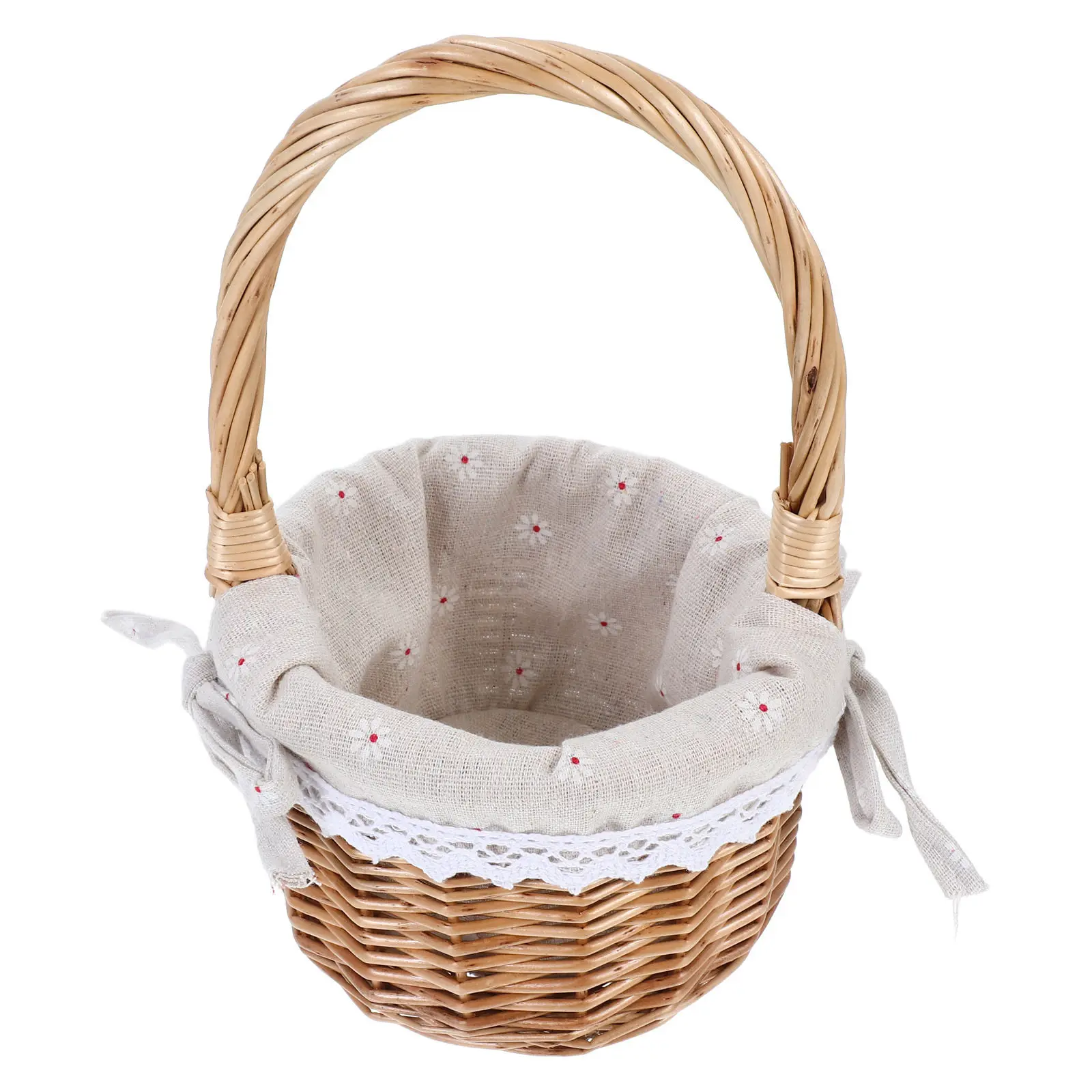 

Small Round Handwoven Wicker Basket Unique Artisan Crafted Rustic Decorative Basket for Wedding Decoration Baby Shower Favors