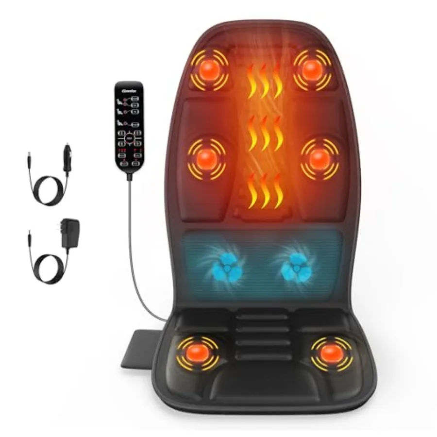 

Massage Seat Cushion with Heat Cooling Back Massager for Chair Chair Massager for Full Body Massage Deep Tissue Vibration Pad w