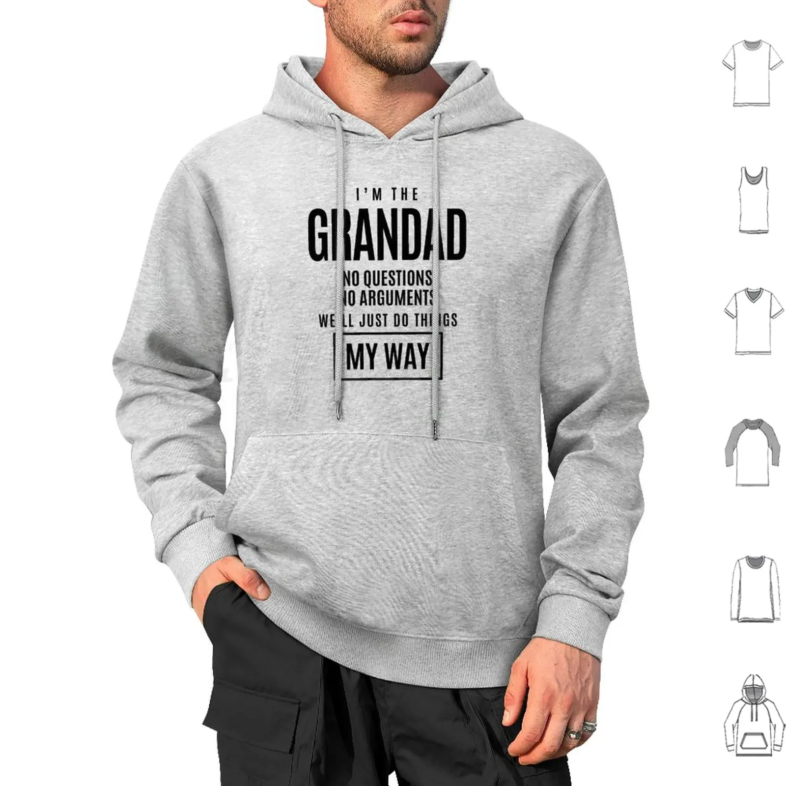 Mens I'M The Grandad No Questions No Arguments-Dad & Grandpa Hoodie cotton Long Sleeve Grandad Grandad Grandad For Grandad