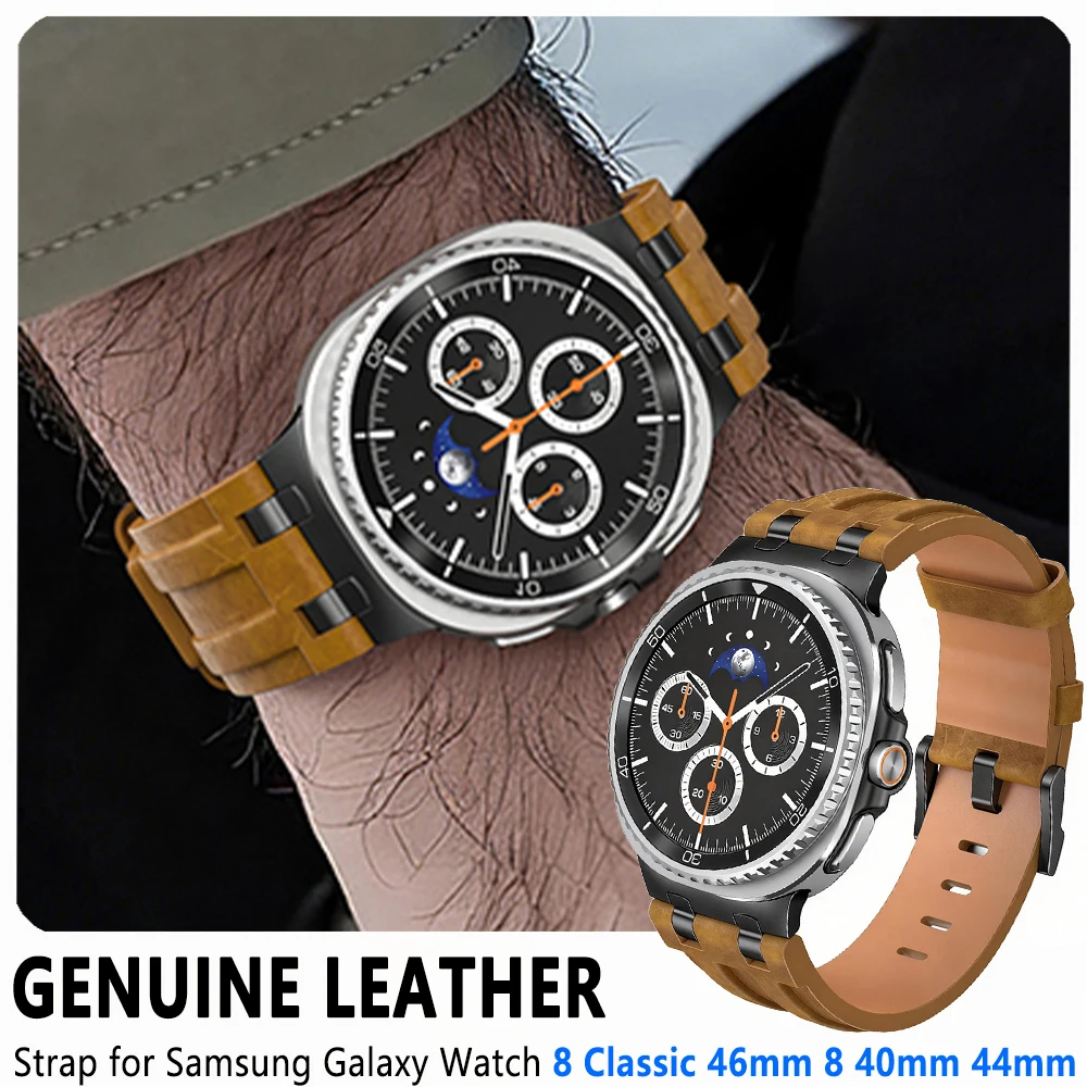 

Ремешок из натуральной кожи для Samsung Galaxy Watch 8 Classic 46 мм, мужские деловые ремешки для Galaxy Watch 8 44 мм 40 мм, элегантный браслет