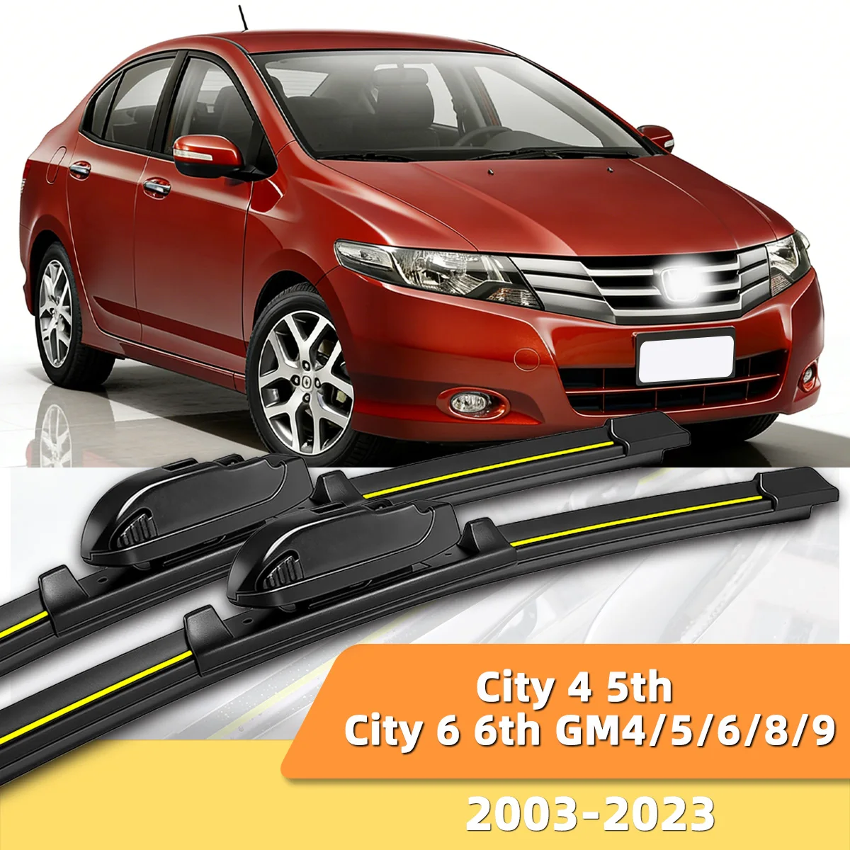 2 Stück Auto-Wischerblätter, geeignet für Honda City 4, 5. Generation, City 6, 6. Generation GM4/5/6/8/9 2003-2023, Naturkautschukstreifen, geräuscharme Wischerblätter