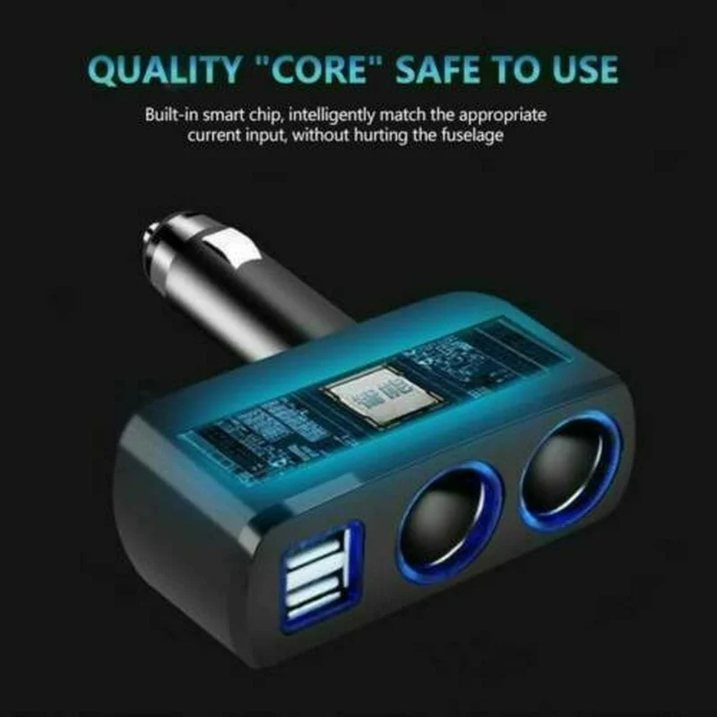 Car Charger Cigarette Lighter Double Power Adapter Socket Splitter Plug Dual Smart Phone USB Adapter Voltmeter Fast Charging