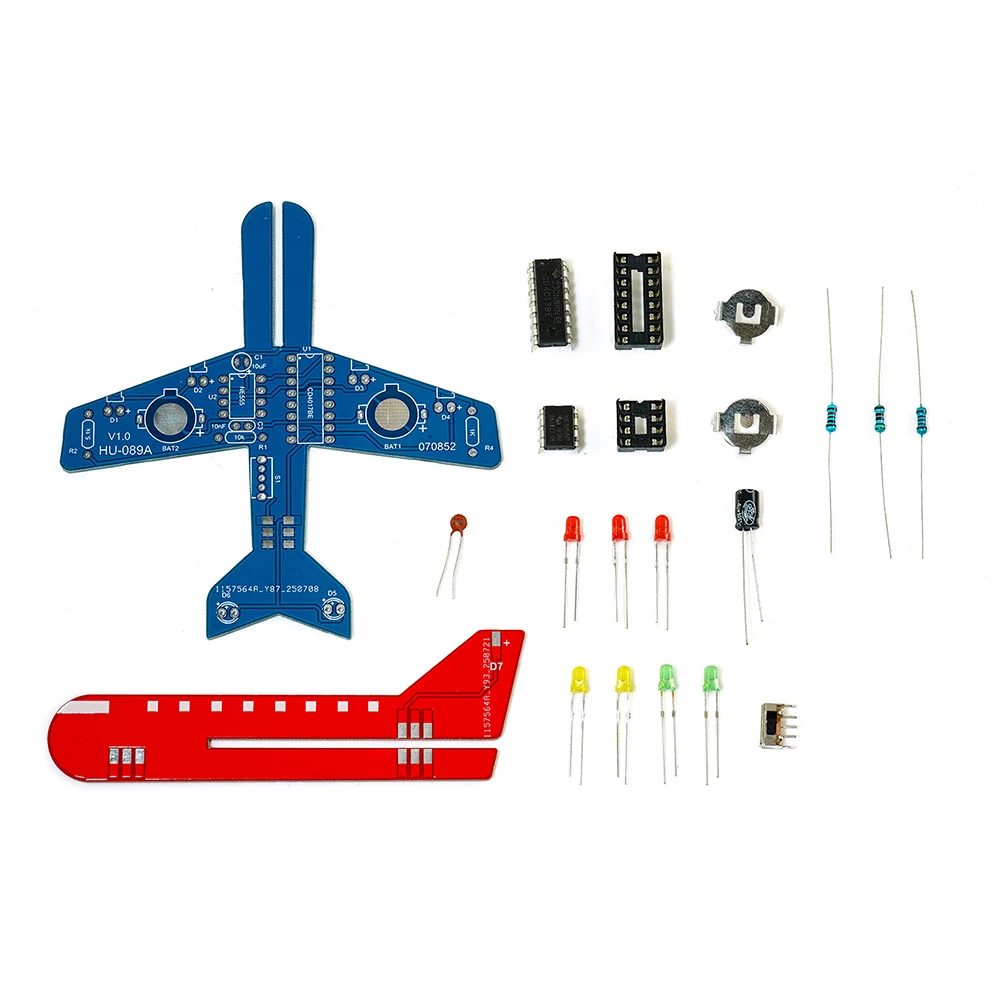 Airplane Electronic DIY Kit LED Flow Light Aircraft Model DIY Electronic Welding Practice Kit Electronic Science Assembly Kit