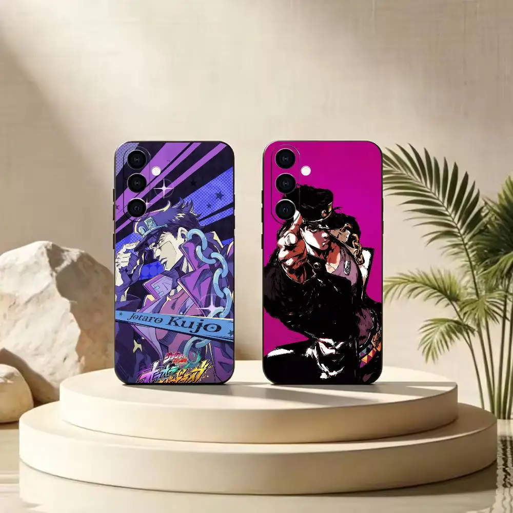 Coque de téléphone en silicone souple noire à l’effigie de Jotaro Kujo, personnage de l’anime JoJo’s Bizarre Adventure, pour Samsung Galaxy A72, A73, A51 et autres modèles similaires.
