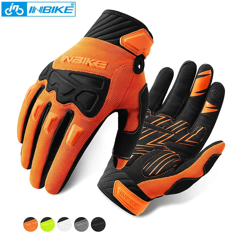 INBIKE Men Cycling Gloves MTB Bicycle Gloves Shockproof Men's Touchscreen Gloves Non-Slip Gloves for Man 5mm Thickened Palm Pad