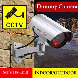 Indoor/Outdoor Fake Bullet Camera Dummy Wireless CCTV Camera Red Flashing Led Power Via AA Battery Surveillance Security System