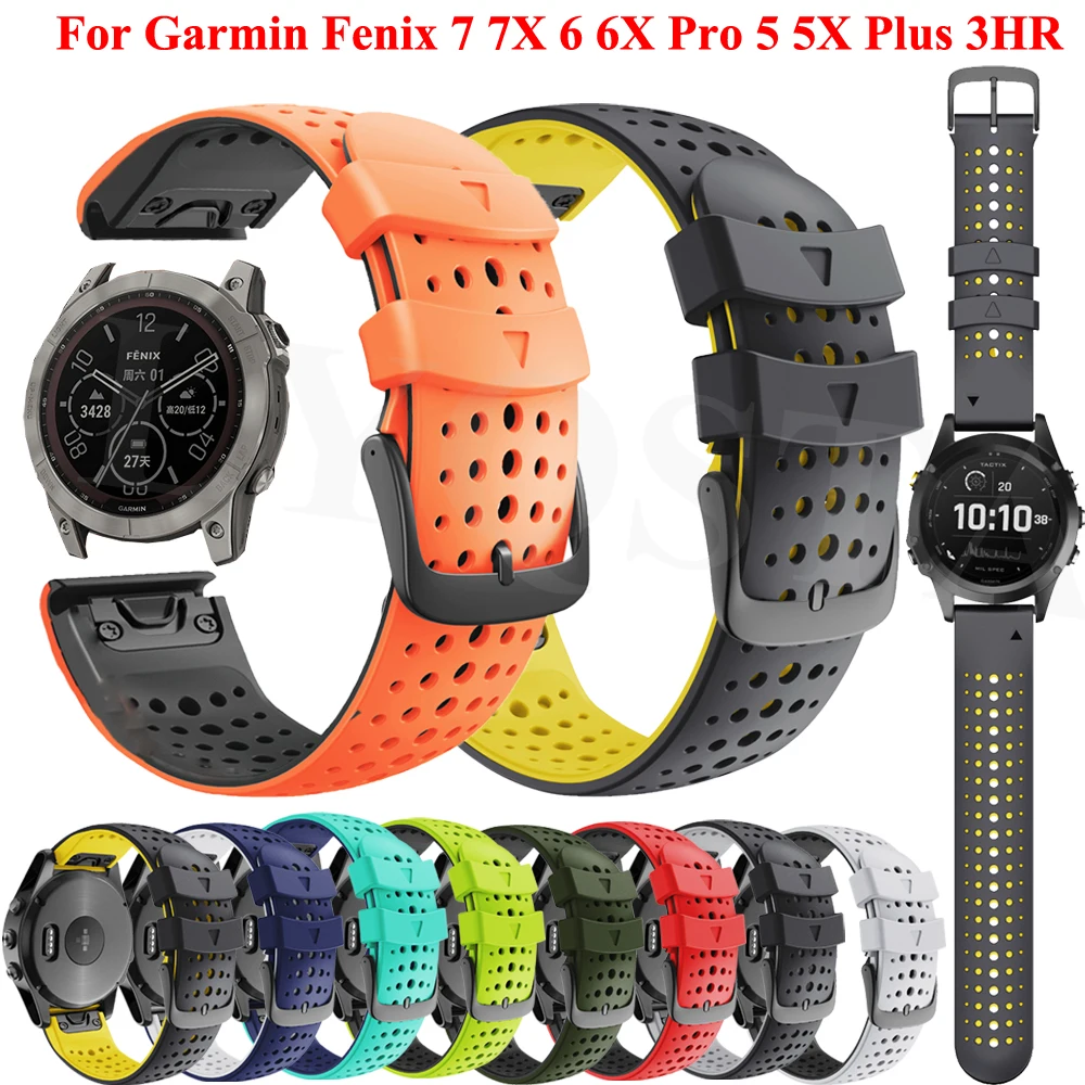 22 26MM Silicone Watch Band Strap For Garmin Fenix 6X 6 Pro 7X 7 EPIX 935 QuickFit Wristband Fenix 5 5X Plus Smartwatch Bracelet