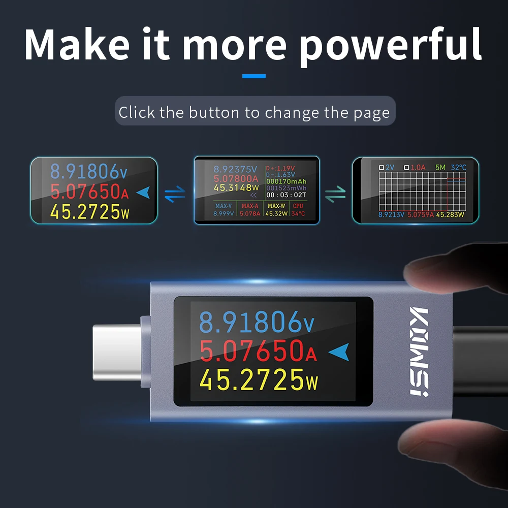 Imagem -02 - Voltímetro Digital e Amperímetro 16 em Tipo-c Tester Power Bank Charger Indicator Medidor de Tensão Atual Amp Volt dc 430v 012a