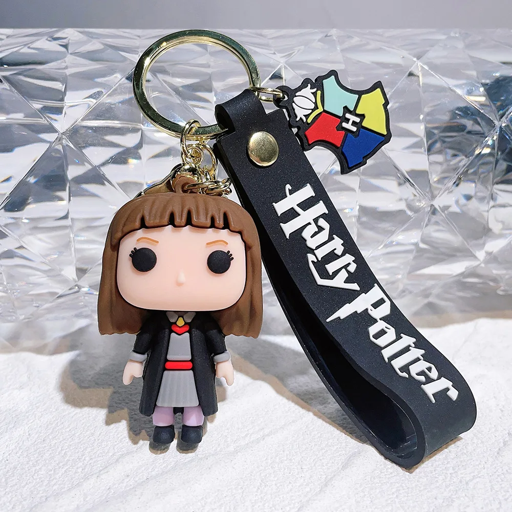 Harri Potter Keychain Anime Action Figure  Doll Aesthetic Keychains Silicone Key Ring Cosplay Toys Cute Backpack Car Keyring