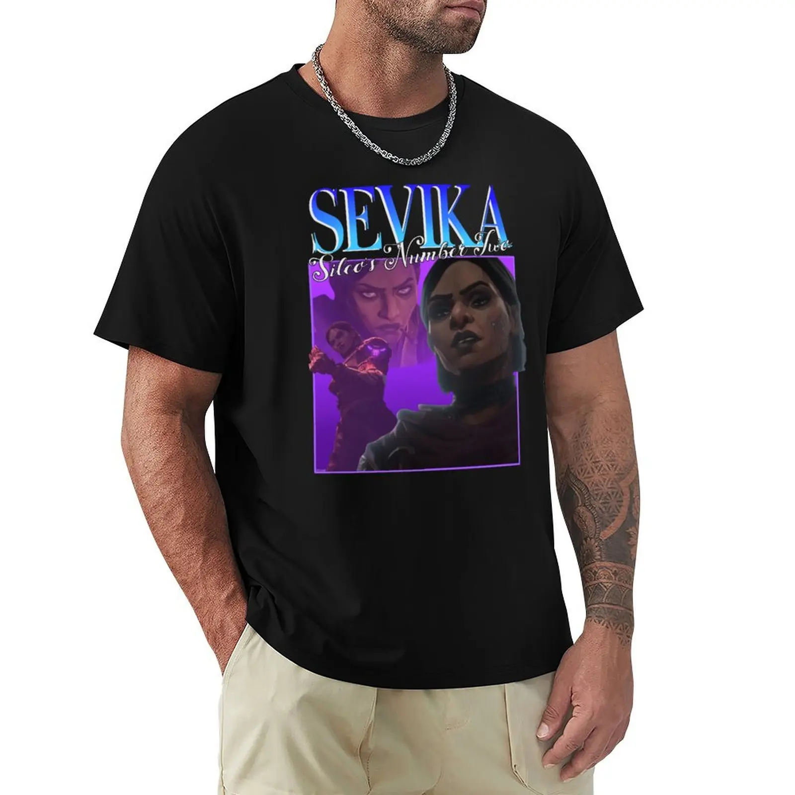 

90s Sevika T-Shirt anime stuff vintage t shirts mens workout shirts