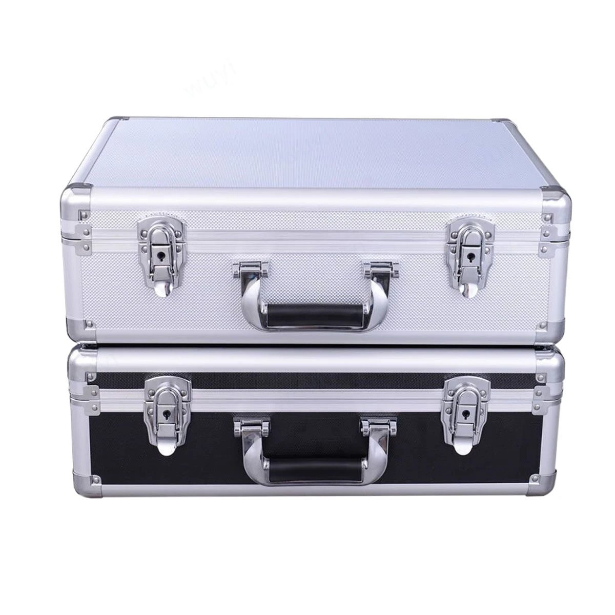 Industrial Aluminum Tool Flight Case with Grid Foam Inside Portable Flycase Hard Equipment Black Silver Key Lock Carrying Box