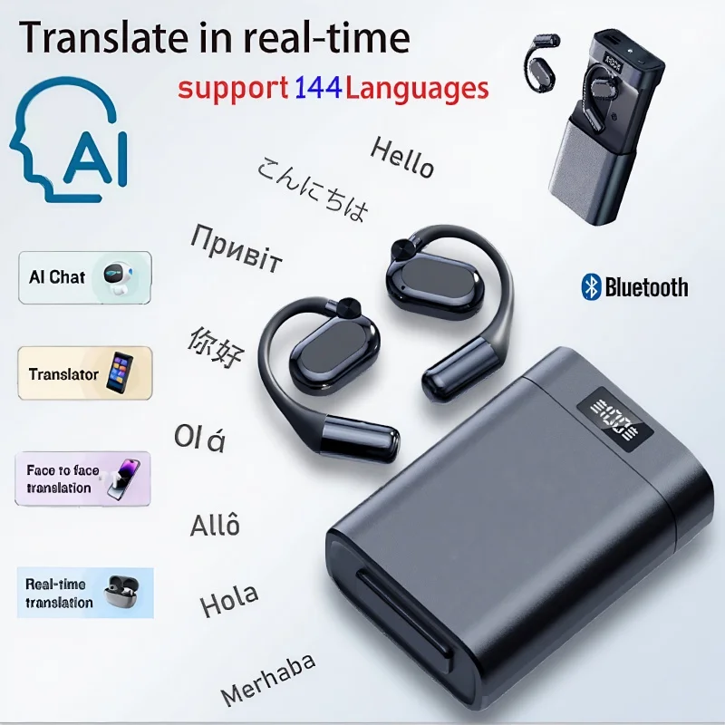 

AI translation earbuds real time wireless noise cancelling headphones gaming intelligent touch call workout headphones for men