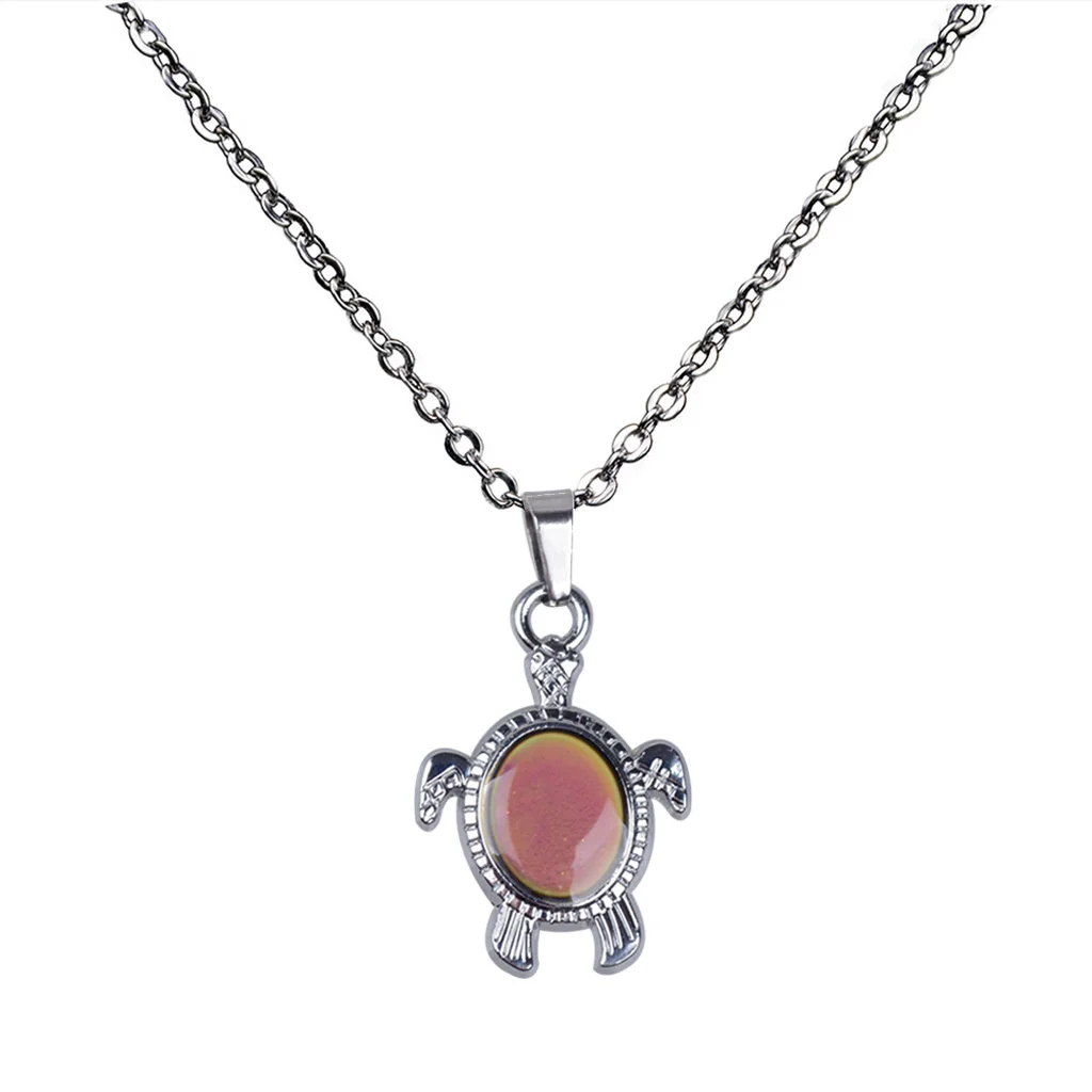 Cute Little Turtle Feels Warm and Moods Change Color Stainless Steel Necklace