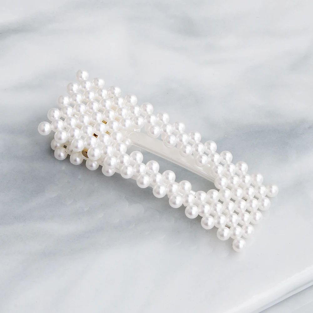 New Handmade Pearls Barrette Metal Geometric Flower Hair Clips For Girls Sweet Korean Hairpins Fashion Women Hair Accessories