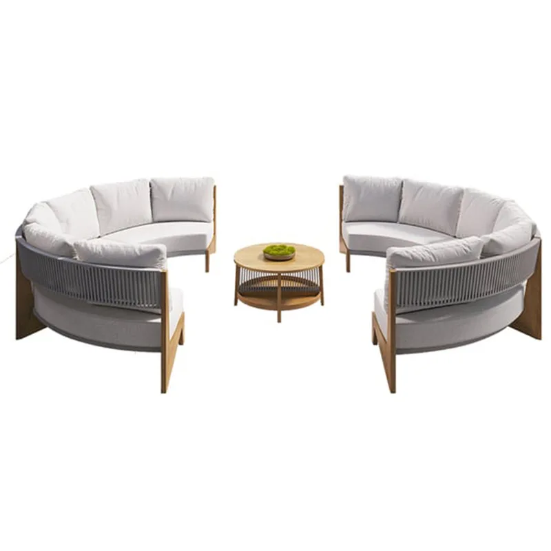 جديد في الهواء الطلق الشمال خشب الساج أريكة مجموعة فناء فيلا حديقة فندق الأثاث في الهواء الطلق