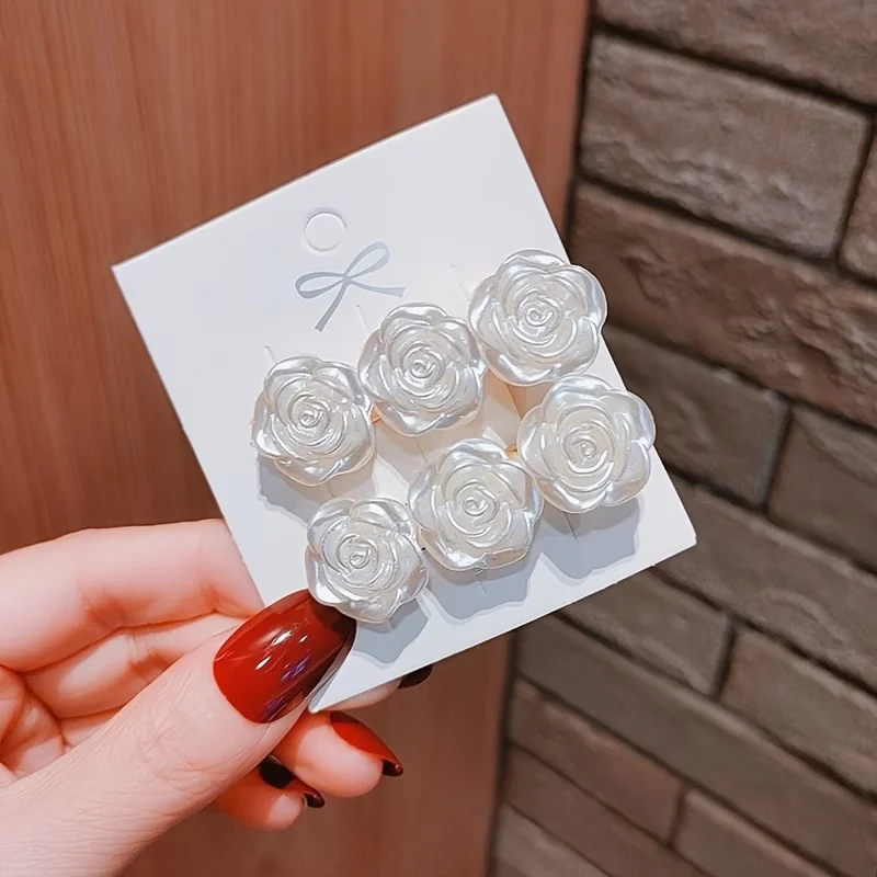 Retro Kamelien-Haarspange, Sanft und Vielseitig, Fransen-Clip, Kanten-Clip, Kopfschmuck, Kleine Rosen-Haarnadel, Sommer-Kopfschmuck – Detail 10