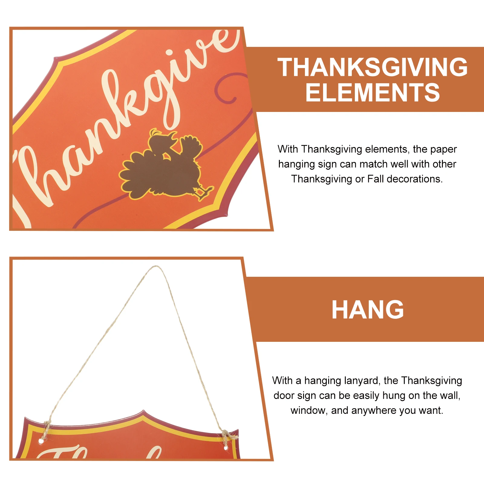 

Thanksgiving Hanging Decorations Paper Sign for Front Door Porch Yard Party Mall Window Fall Festive Wall Decor Thanksgiving