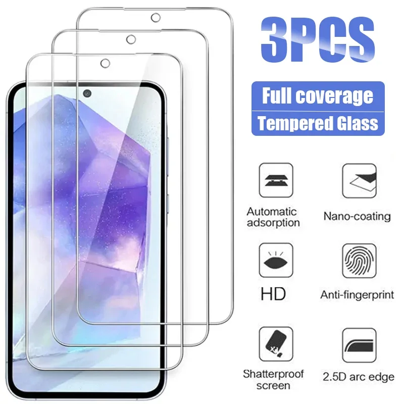 

3Pcs Tempered Glass For Samsung Galaxy S25 S24 S23 S22 S21 S20 Ultra Plus Screen Protector For Samsung S24 S23 S20 S21 FE Ultra