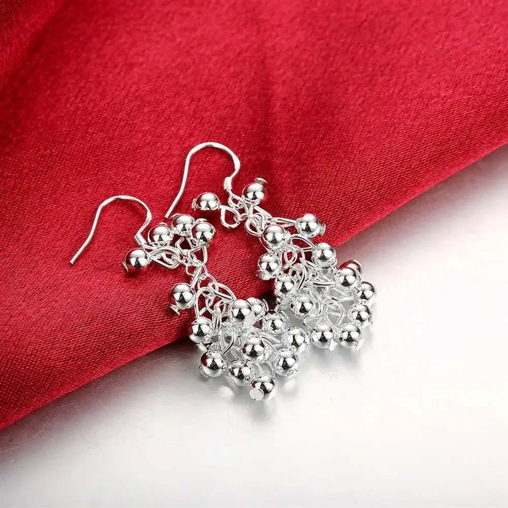 

Noble Charms Jewelry 925 Sterling Silver Earring Fashion Woman Creative Grape Beads Drop Earrings Gifts