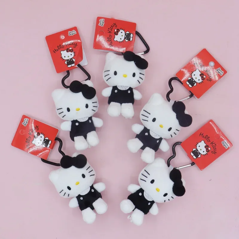 Sanrio Kancing Cinta KT Kucing Mainan Mewah Liontin Busur Lucu Anak Perempuan Hati Tas Mewah Liontin Boneka Hadiah Anak-anak Dekorasi Boneka Ransel Gantung