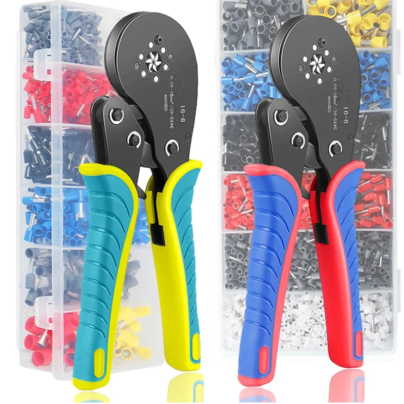0.08-16mm² 16-6 Tubular Terminal Crimping Tools Mini Pliers Crimping of Large Size Terminals Precision Electrical Clamps Set