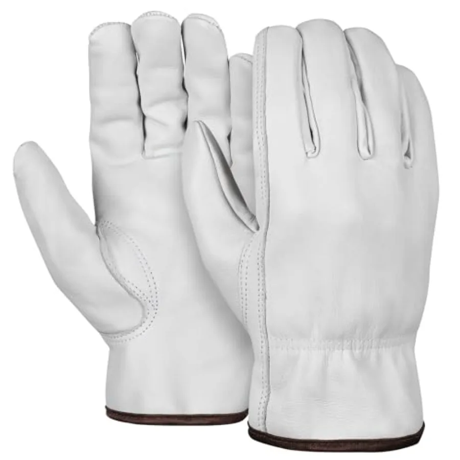 

12 Pairs Heavy Duty Durable Cowhide Leather Work Gloves I Driver Gloves for Truck Driving Gardening Warehouse
