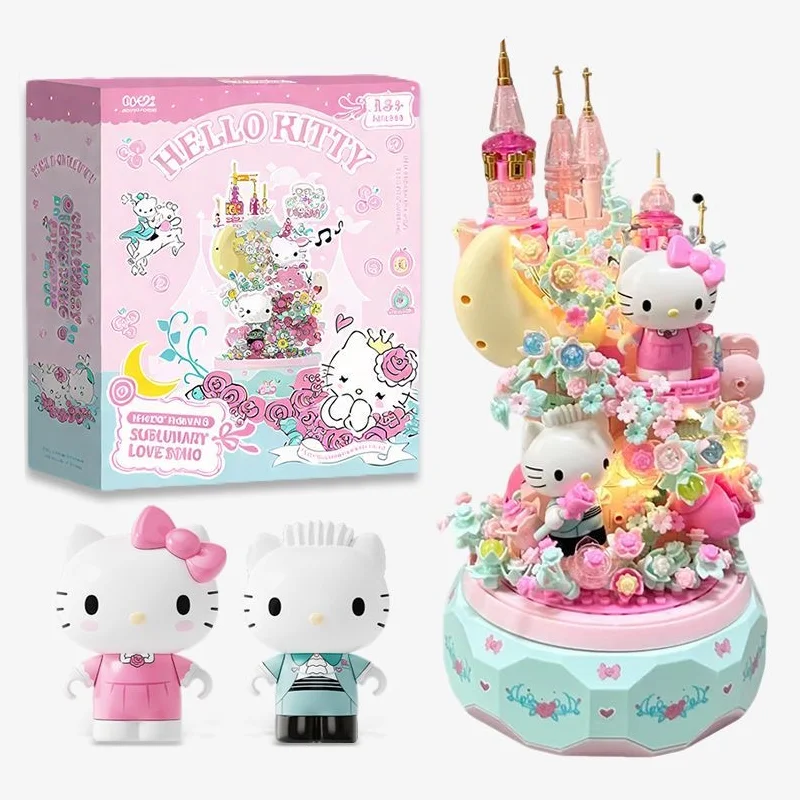 Wonder Moon Sanrio Music Box HelloKitty  Assembly Rotating Octopath Box Puzzle Toy Girl Gift Exquisite Gift Box