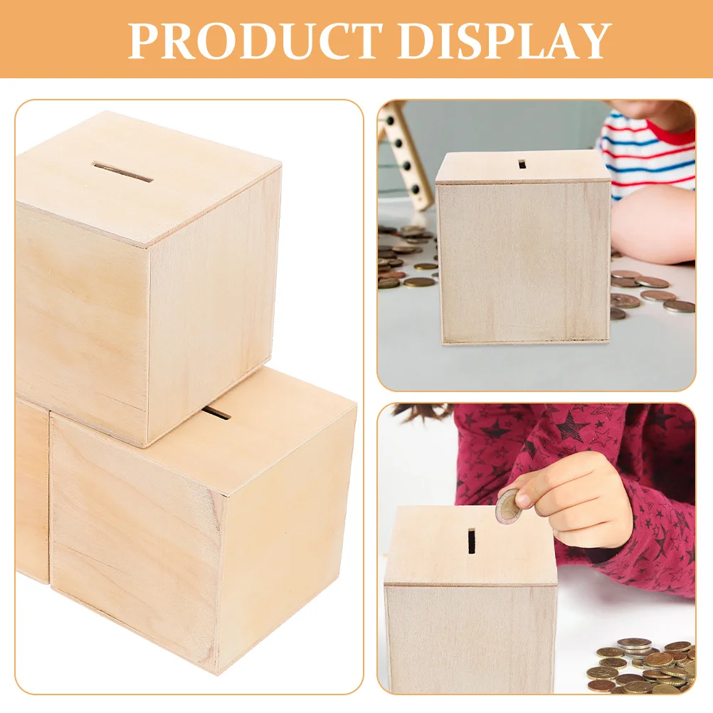 ชุดออมสินไม้ DIY 6 ชิ้นสำหรับเด็ก ชุดงานฝีมือกล่องเงินไม่ทาสี เสริมสร้างความคิดสร้างสรรค์และนิสัยการออมที่บ้าน
