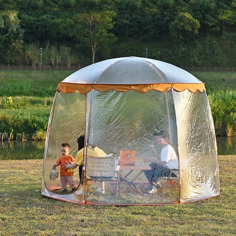 6 Side Outdoor Homestay Tent Pvc Net Star Sky Hexagonal Pergola Rain-proof Warm Portable Foldable Bubble Room Peach Skin Velvet